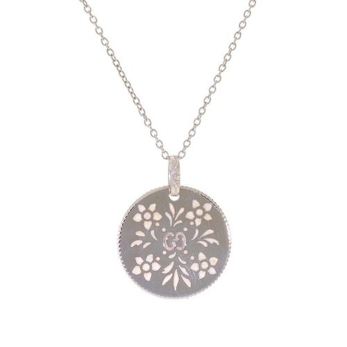 Collana Gucci GG Icon Blooms K18Wg 50 cm oro bianco 750 logo splendida