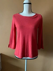 NWT J JILL Linen Cotton Blend 3/4 Sleeve Sweater in Poppy Red Size XS - Picture 1 of 6