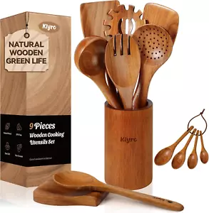 Wooden Spoons for Cooking, Nonstick Kitchen Utensils Set with 4 Piece Measuring  - Picture 1 of 8