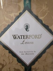 Waterford Barons Court Tan Fine Woven Damask Oval Tablecloth 66"x84" 6-8 NEW