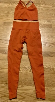 Setactive SET Womens Leggings & Sports Bra M Orange Lot of 2 Cycling Workout Gym - Image 1 of 4