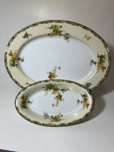 EMPRESS CHINA GREEN BORDER OVAL SERVING BOWL AND PLATTER- MADE IN JAPAN - Picture 1 of 10