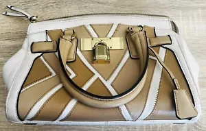 Calvin Klein Tan & Beige Leather Top Handle Handbag, Shoulder Strap & Dust Bag - Picture 1 of 18