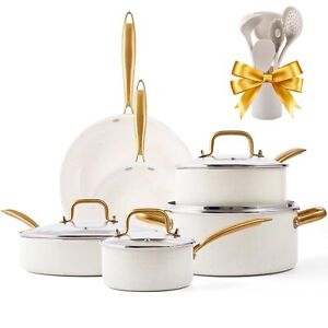 Ceramic Pots and Pans Set Nonstick - Kitchen Cookware Sets Non Toxic Cookware...
