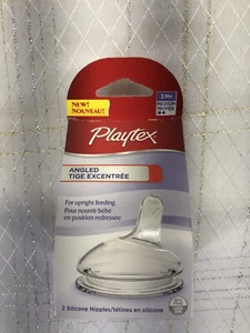Playtex Angled Nipple, Medium Flow, 2ct 3m+ Upright Feeding Playtex Nurser  - Picture 1 of 8