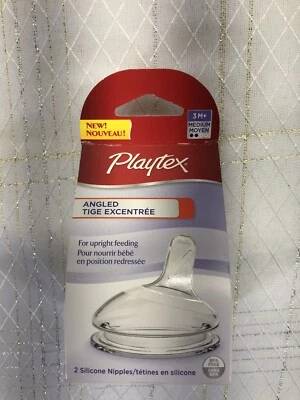 Playtex Angled Nipple, Medium Flow, 2ct 3m+ Upright Feeding Playtex Nurser  - Image 1 of 4