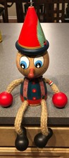Pinocchio Wooden Figure -Legs Arms Made From Rope —Made in Budapest