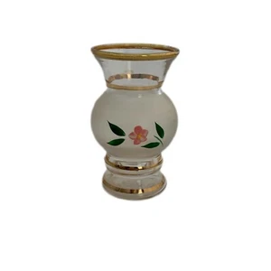 Painted Bristol Glass Bud Vase Frosted Cottage Core Country Farmhouse Vintage - Picture 1 of 5