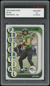 Bo Nix 2024 Panini Score Protential 1st Graded 10 Rookie Card RC Denver Broncos - Bild 1 von 1