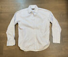 Michael Kors Designer Mk Mens Dress Shirt Large Striped Blue 100% Cotton