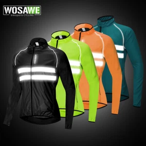 WOSAWE High Viz Cycling Jacket Waterproof Windproof Ultralight Racing Rain Coat - Picture 1 of 17