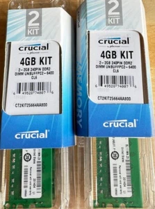 Crucial 4GB (2 X2GB) DDR2 800 PC2-6400 DDR2 DIMM - CT2KIT25664AA800 For Desktop - Picture 1 of 1