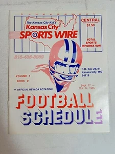 Vintage 1980s Football Schedule Kansas City Kid's Sports Wire Official Nevada - Picture 1 of 4