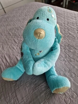 Peluche Doudou Chien DOUGLAS 2011 Bleu Turquoise Montgolfière 32 Cm TTBE - Photo 1/3