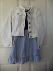 Nanette Lepore White Blue Jacket Dress Set Kids Girls Size 6 Cotton 2 Piece