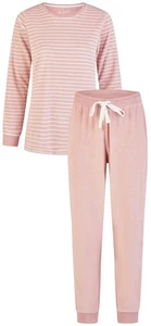 Damen Schlafanzug BY LOUISE Frottee Langarm 2-teilig Pyjama Baumwolle rosa Gr.L - Bild 1 von 8