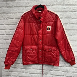 Vtg International Harvestor Puffy Puffer Trucker Farm Work Jacket Mens Sz Small - Picture 1 of 13