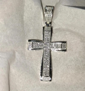 NEW FOR MESN Diamond Jesus Cross Pendant, Lab-Created Diamond, Sterling Silver - Picture 1 of 6