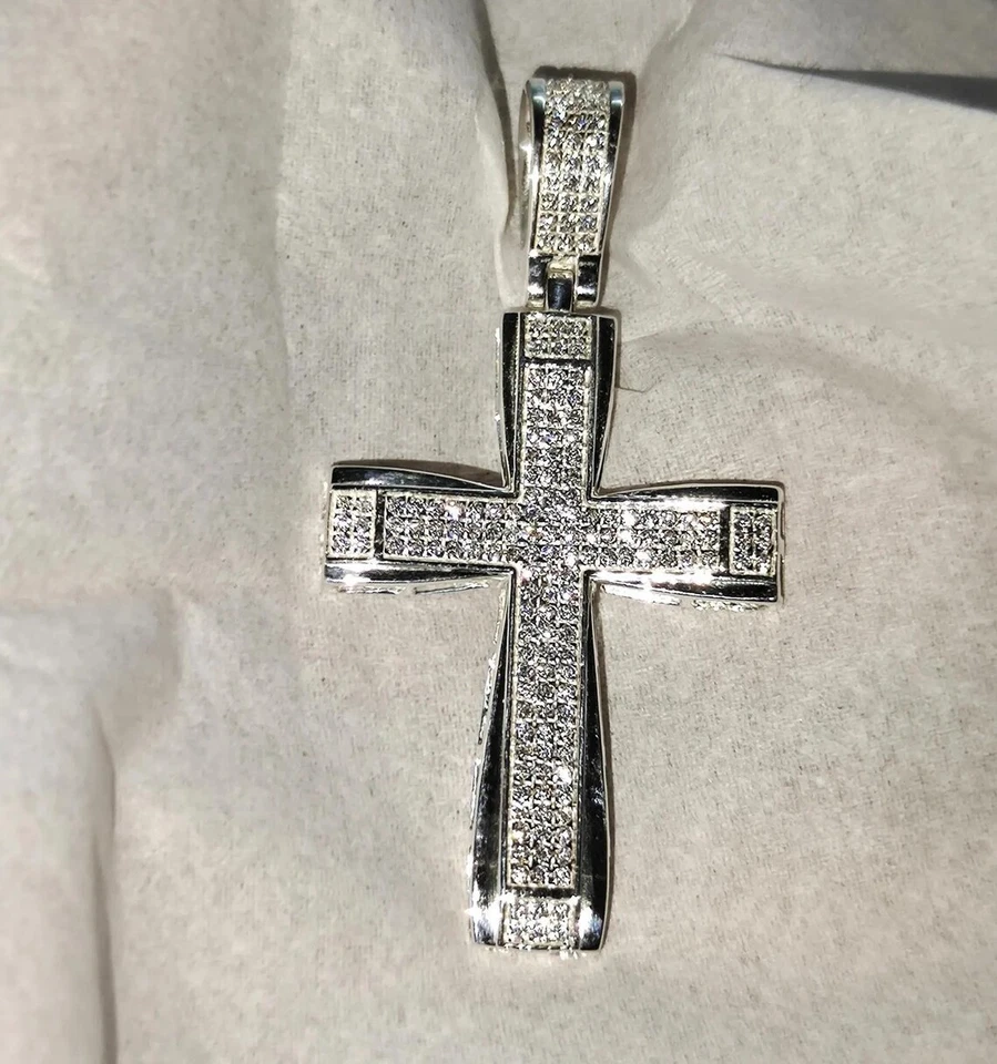 NEW FOR MESN Diamond Jesus Cross Pendant, Lab-Created Diamond, Sterling Silver - Image 1 of 4