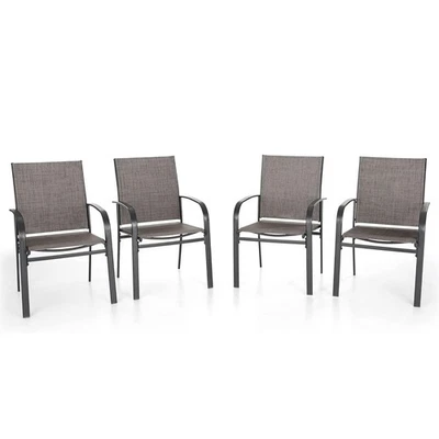 4er Set Gartenstuhl Hochlehner Garten Campingstuhl Metall Terrassenstuhl Braun - Bild 1 von 4