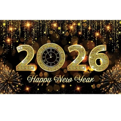 70 YEARS LOVED Happy New Year 2026 Banner Backdrop, Golden New Year Eve Large Banner Party D...