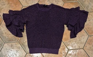 DAMEN METALLIC GLITZER GLOCKENÄRMEL STRICKOBERTEIL VON DKNY - MEDIUM - Bild 1 von 3