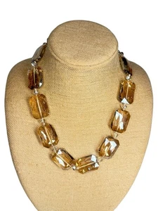 Leslie Danzig Large Chunky Faceted Smoky Crystal Necklace - Picture 1 of 4
