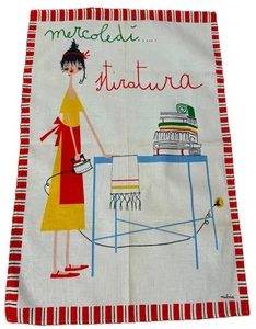 Nuevo de Lote Antiguo Toalla de té italiana MILVIA días Mercoledi Stiratura "planchado miércoles" - Imagen 1 de 5