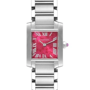 Cartier Tank Francaise Raspberry Dial LE Steel Ladies Watch W51030Q3 - Picture 1 of 8