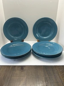 (8) TAG turquoise swirl dinner plates Used As A Display. Great Condition - Picture 1 of 6