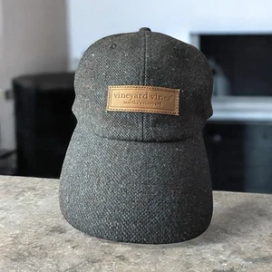 Vineyard Vines Navy Blue Wool Blend Leather Logo Adjustable Baseball Hat, - Picture 1 of 6