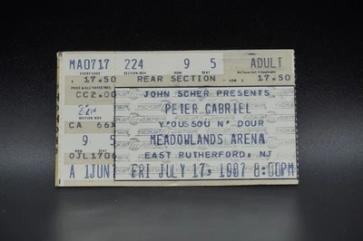 1987 PETER GABRIEL CONCERT TICKET STUB, MEADOWLANDS ARENA - Image 1 of 2