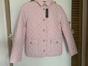 NWT-POLO RALPH LAUREN GIRL'S QUILTED BARN JACKET~SIZE L-12/14~HINT OF PINK~$135 - Picture 1 of 5