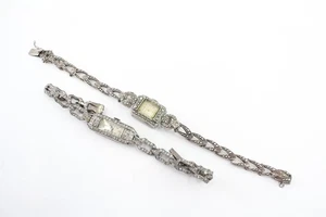 925 Silver Vintage Ladies Cocktail Watches Hand-Wind Working x 2 - Picture 1 of 4