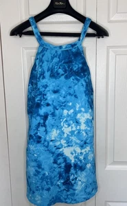 Lands End Women’s High Neck Swim Dress Swimsuit Size 10 Aqua NWOT - Picture 1 of 14