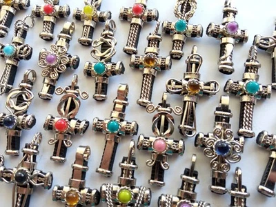 ✨30 Colgantes Cruz Goma Venta al por mayor Murano Cabujón Alpaca Plata Hechos a Mano Perú✨ Foto 1 de 4