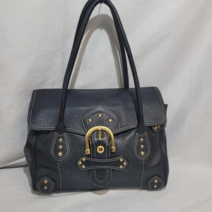 BOLSO DE MANO VINTAGE MAXX NY CUERO NEGRO DORADO  - Imagen 1 de 17
