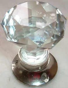 Cut glass mortice sparkling doorknobs chrome base (single) vintage classic style - Picture 1 of 6