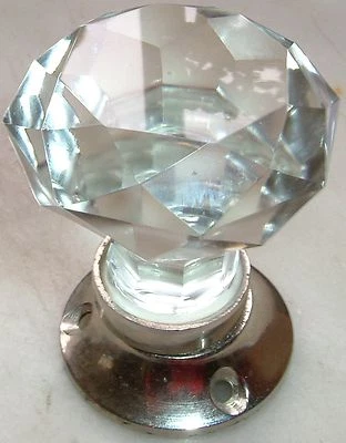 Cut glass mortice sparkling doorknobs chrome base (single) vintage classic style - Image 1 of 4