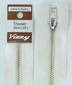 Vizzy Trouser Zip 25cm 01 WHITE, A Quality Brand Name Zipper - Picture 1 of 1