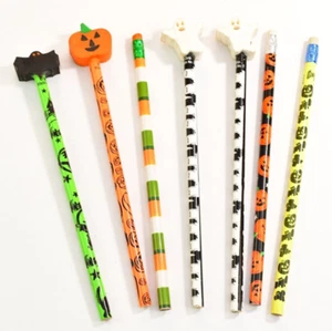 Vintage Lisa Frank Halloween Pencil Toppers Erasers JOL Ghost Bat 6 Pencils NOS - Picture 1 of 6