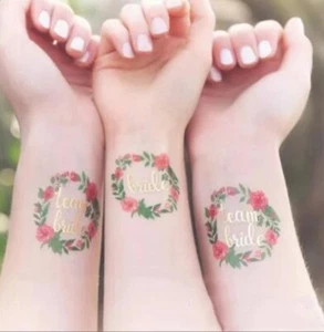 11pc/16pcs Floral Wreath Tattoo Hen do night wedding 10/15 Team Bride + 1 Bride - Picture 1 of 7