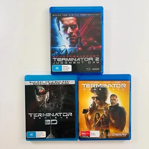 LIKE NEW Blu-Ray lot TERMINATOR 2, GENISYS 3D & DARK FATE 3-films Action Sci-Fi - Picture 1 of 7