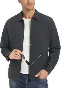 EKLENTSON Mens Lightweight Jackets Full Zip Laydown Collar Golf Wind Breaker Jac - Picture 1 of 6