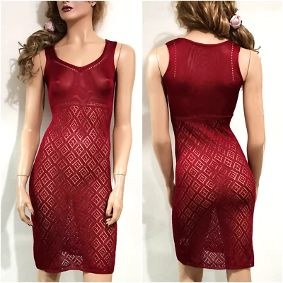🆓US🛃 RARO Vestido vintage D&G Dolce&Gabbana tejido transparente borgoña IT 40 Foto 1 de 4