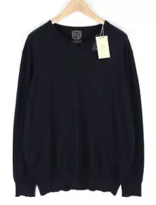 STATE OF ART Men Sweatshirt 3XL Navy Cotton Silk Cashmere V-Neck Pullover - Picture 1 of 8