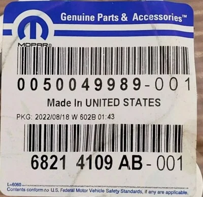 Junta de bomba de agua Mopar genuina 68214109AB Foto 1 de 4