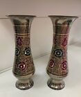 Multi coloured Golden base Metal vase decoration piece Brand new (pair of two) 