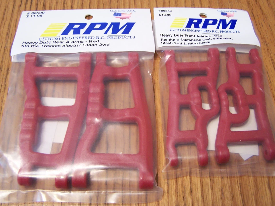 RPM 80249 Front & 80599 Rear Red A-Arms 1/10 Traxxas Slash 2wd VXL & XL5 Raptor - Image 1 of 1