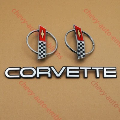 Juego de 3 emblemas cromados 84-96 C4 nariz delantera y tapa de gas emblemas letras de escritura insignias Foto 1 de 4